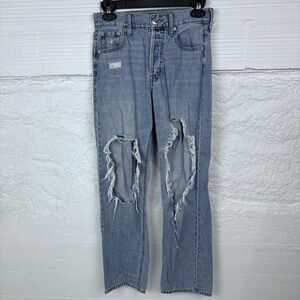 AEROPOSTALE denim cotton super Distressed Light Blue 90s baggy straight IX Jeans
